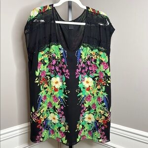 Nue Options Plus Floral Black Women's Top size 2X